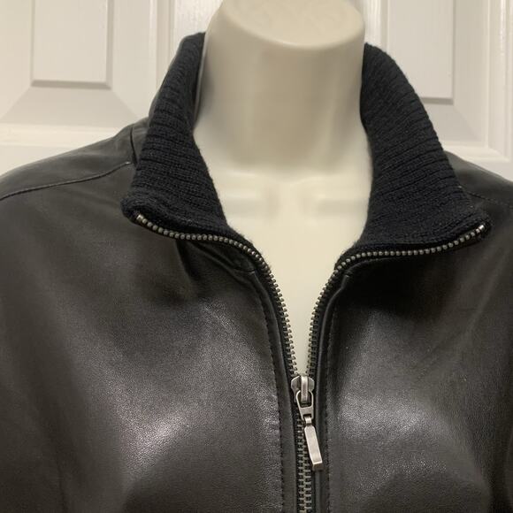 100% Lambskin Leather Apt 9 Black Leather Women's Zip Up Jacket Sz Large - Picture 8 of 16